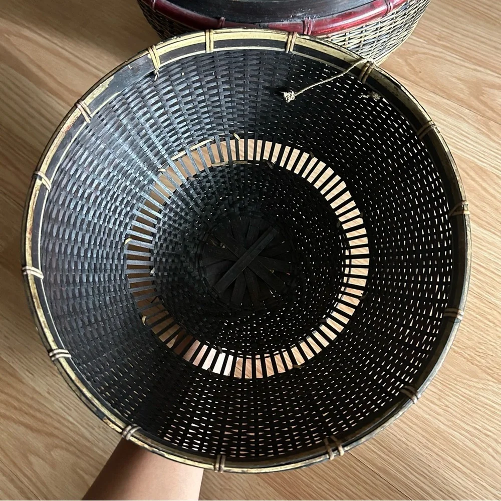Traditional Vintage Asian Hand Woven Fishing Basket